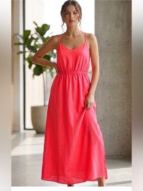 J. Crew Vibrant pink Spaghetti-Strap Maxi Dress